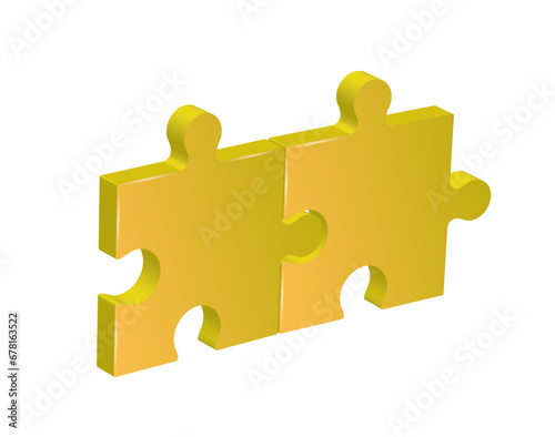 Two puzzle elements connected to each other. Vector drawing.