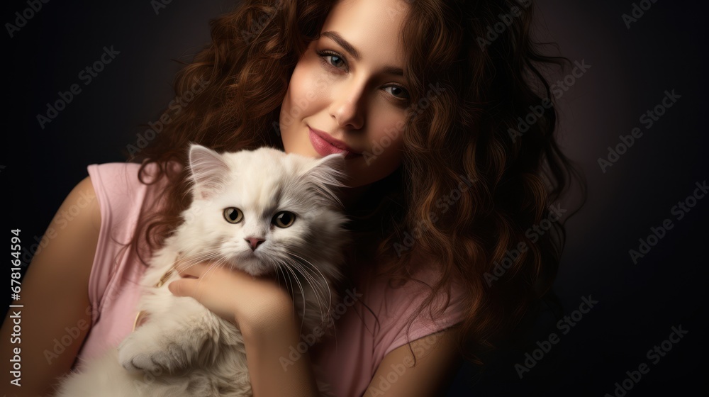 Woman and cat: a portrait of grace Woman and cat: a portrait of grace