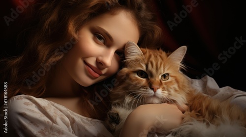 Woman and cat  a portrait of grace