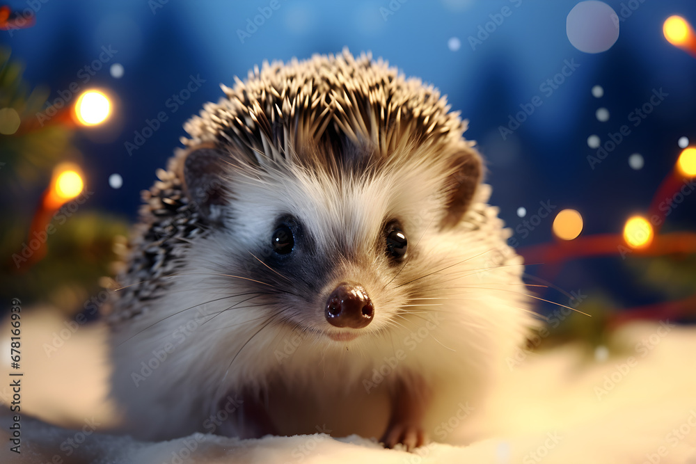 Cartoon hedgehog on the Christmas background Cartoon hedgehog on the Christmas background