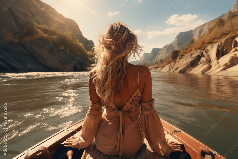 Fototapeta premium woman on the boat