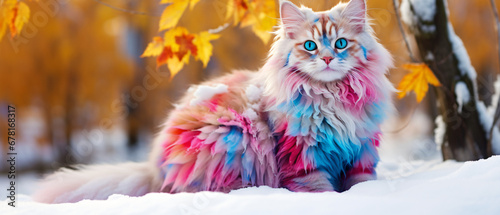 A vibrant colored snow cat © Ashley