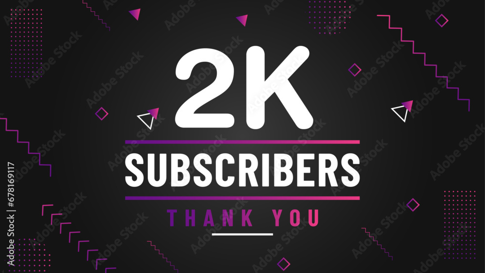 Thank you 2k subscriber congratulation template banner. 2k celebration subscribers template for social media