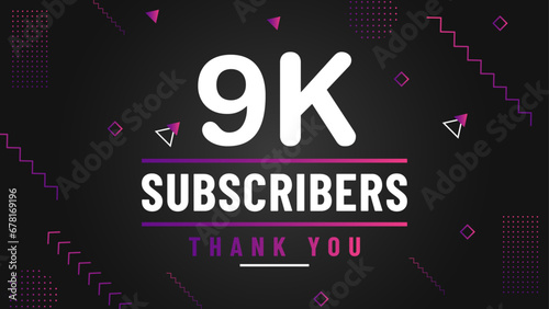 Thank you 9k subscriber congratulation template banner. 9k celebration subscribers template for social media