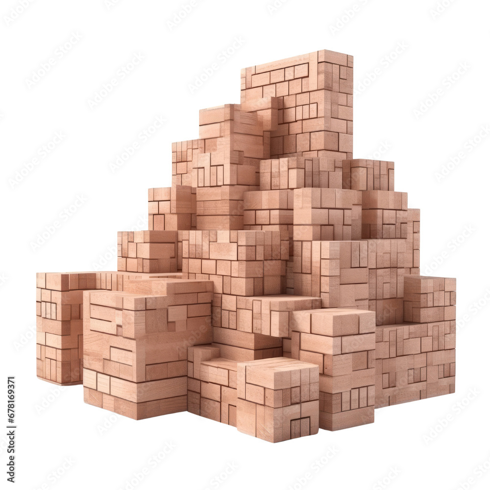 Stack of brick wall PNG Cutout, Generative AI Stack of brick wall PNG Cutout, Generative AI