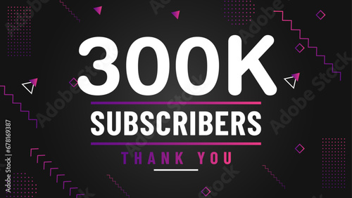 Thank you 300k subscriber congratulation template banner. 300k celebration subscribers template for social media