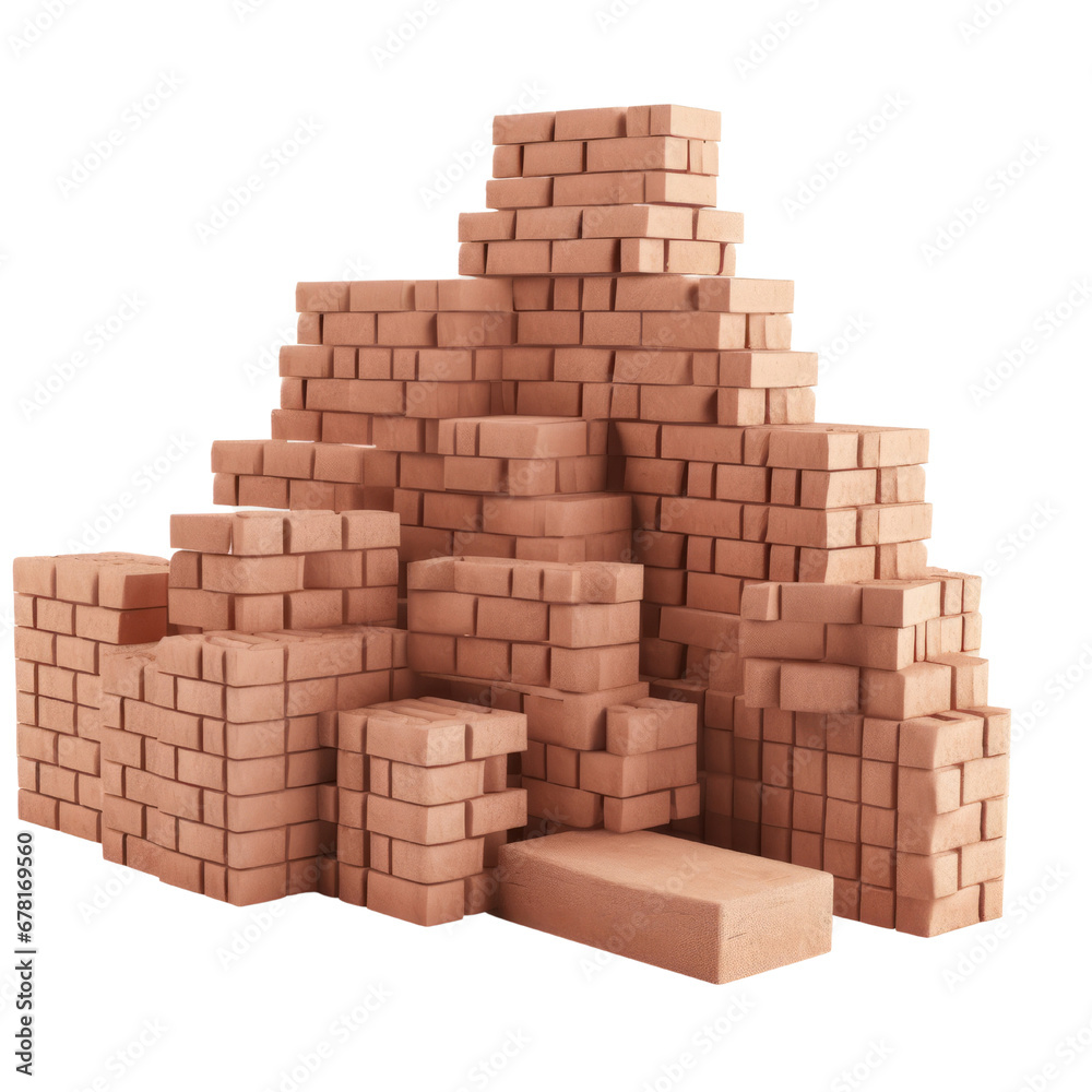 Stack of brick wall PNG Cutout, Generative AI Stack of brick wall PNG Cutout, Generative AI