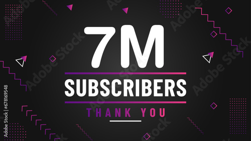 Thank you 7 million subscriber congratulation template banner. 7 million celebration subscribers template for social media