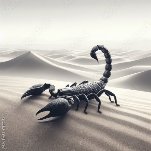 3d render of a scorpion on the desert