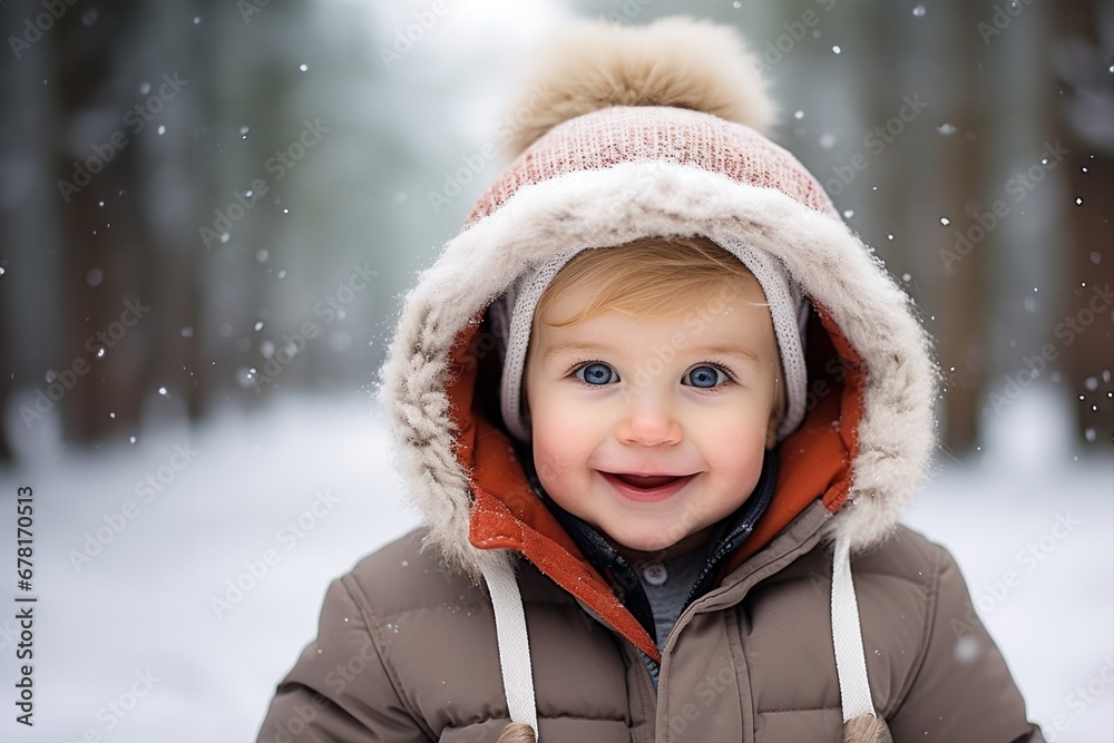 toddler enjoying a snowy day in the park toddler enjoying a snowy day in the park
