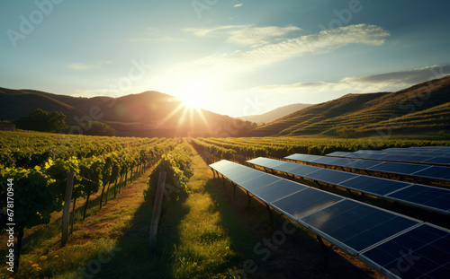 a solar power array in the vineyard