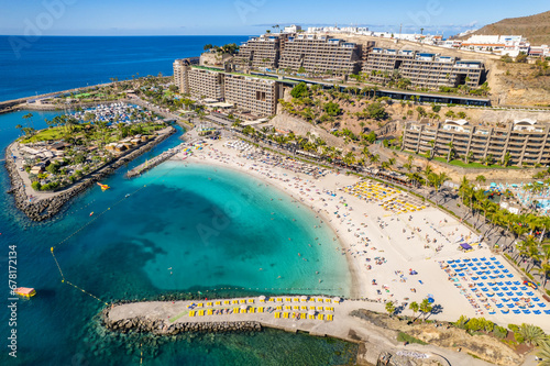 Obraz na płótnie Aerial view of the Playa de la Verga beach, Gran Canaria, Canary Islands, Spain w salonie