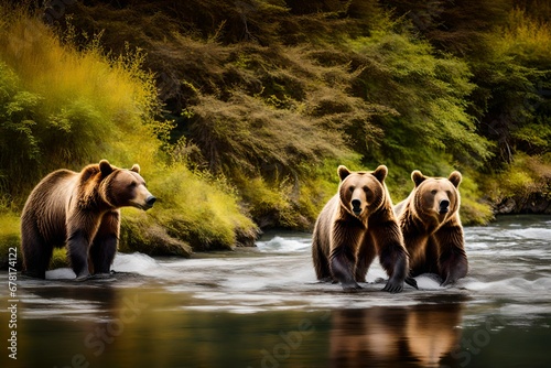 bears in the river © qaiser
