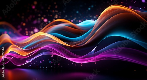 Vibrant Waves of Color Flowing in Dynamic Harmony Against a Sparkling Cosmic Backdrop
