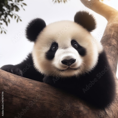 giant panda bear on tree in the forest