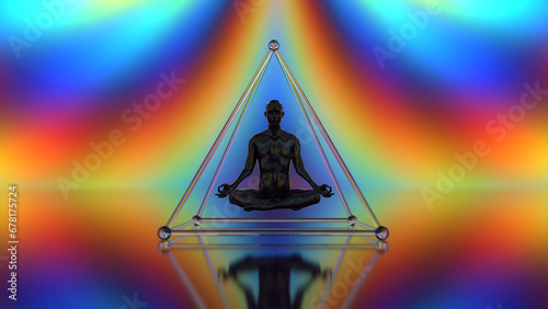 3D illustration. harmony of demiurge meditation 