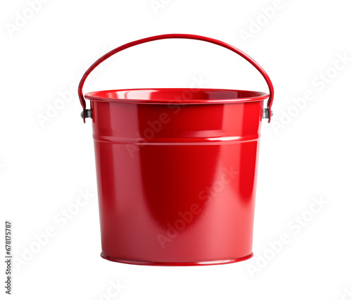 Red Bucket Isolated on White Background. 