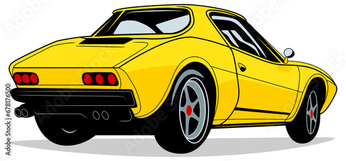 Sport car  illustration for t shirt design, print and logo. Sportcar clipart of speed vehicle.