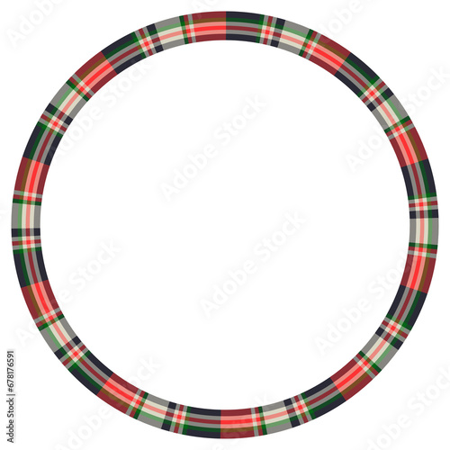Round frame vintage pattern design template. Circle border designs plaid fabric texture. Scottish tartan background for collage art, gif card, handmade crafts.