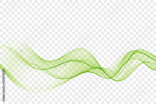 Abstract wave of green color, transparent flow of green lines, design element. photo