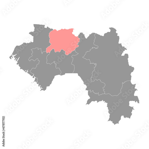 Labe region map  administrative division of Guinea. Vector illustration.