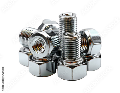 Nuts and bolts isolated on white background. Clipping path included.