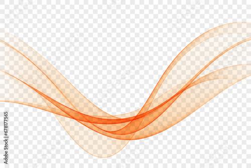 Abstract smooth transparent wave lines. Design element.