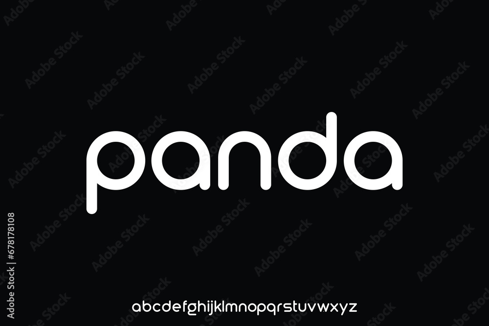 Playful rounded panda alphabet display font vector. Modern cute typography style