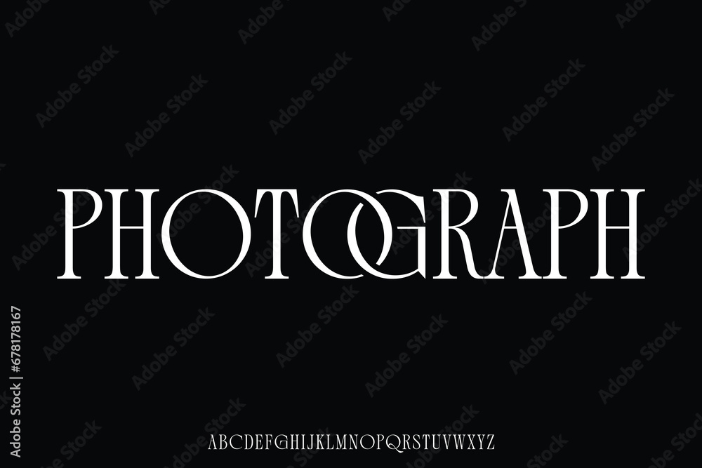 Elegant minimalist photograph alphabet display font vector. Unique serif ligature typography style Elegant minimalist photograph alphabet display font vector. Unique serif ligature typography style