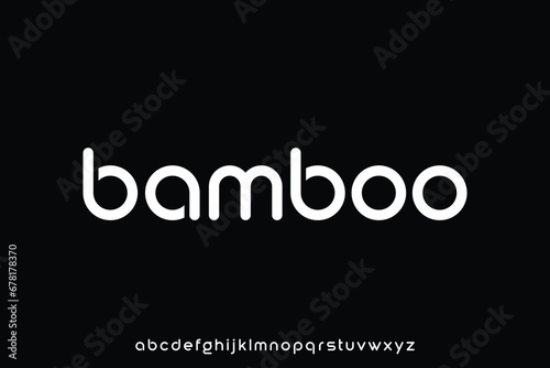 Modern creative rounded alphabet display font vector. Cute Bamboo typography style