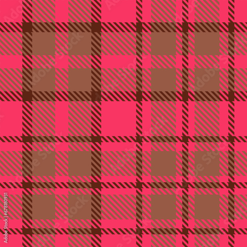Pink Brown Tartan Plaid Pattern Seamless. Check fabric texture for flannel shirt, skirt, blanket
