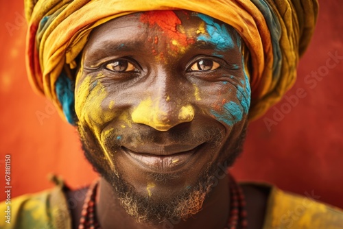 colorful portrait of african man , AI Generated
