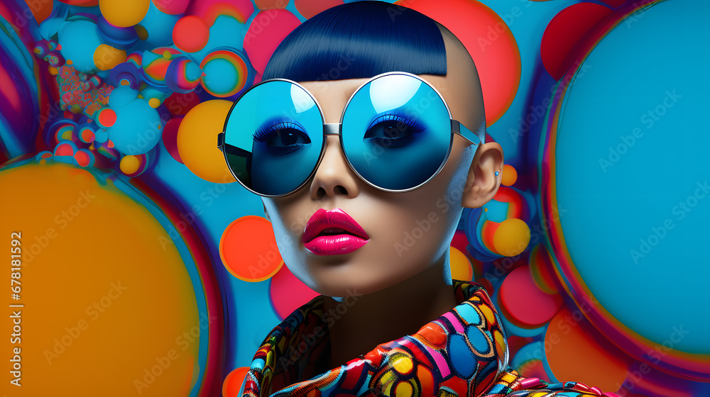 custom made wallpaper toronto digitalMysterious Woman with colorful eye futuristic makeup portrait