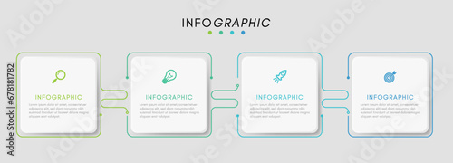 Business infographic label design template with icons and 4 options or steps. Vector for presentation. 