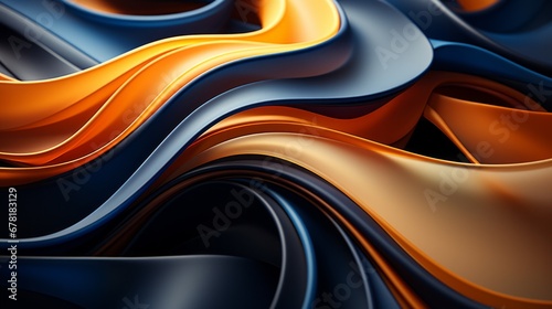 Textur aus geschwungenen Wellen Elementen in den Farben blau, gelb und orange