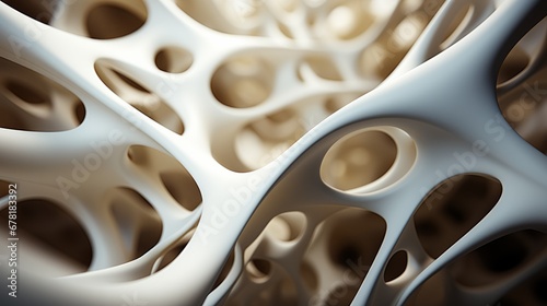 Close-Up of a White 3D Printed Lattice Structure with Organic Biomimetic Patterns