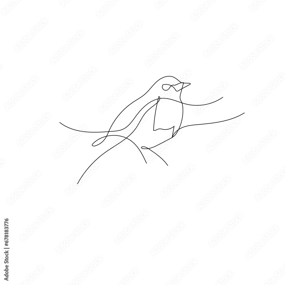 Fototapeta premium Bird one line art stock vector