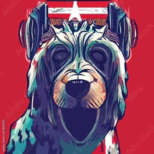 A dog vector , cute dog with headphones on design vector illustration for use in design and print poster canvas.eps