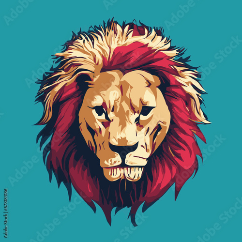 Fototapeta Naklejka Na Ścianę i Meble -  A lion with red mane design vector illustration for use in design and print poster canvas.eps