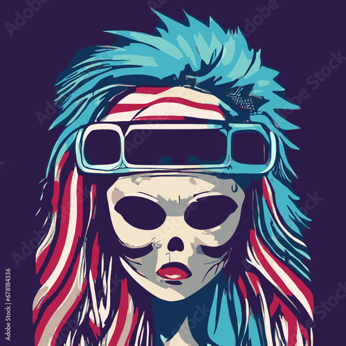 A person with a mask and glasses design vector illustration for use in design and print poster canvas.eps