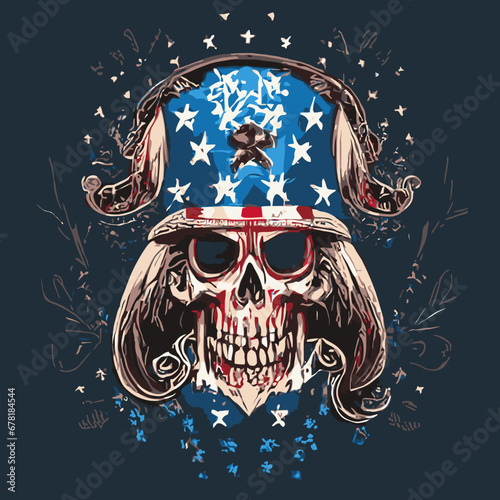 A skull in a hat design vector illustration for use in design and print poster canvas.eps