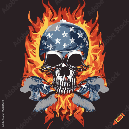 A skull with a bandana on fire design vector illustration for use in design and print poster canvas.eps