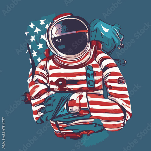 An astronaut in a striped suit design vector illustration for use in design and print poster canvas