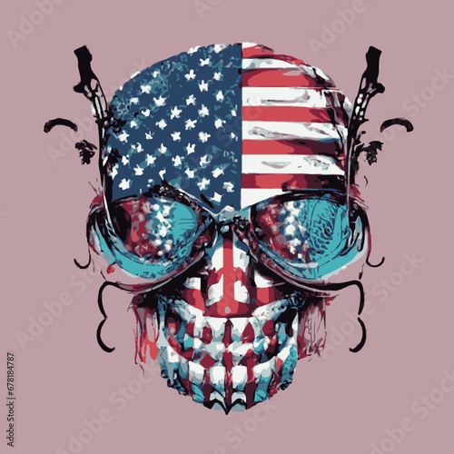 A skull with a flag american and sunglasses design vector illustration for use in design and print poster canvas.eps