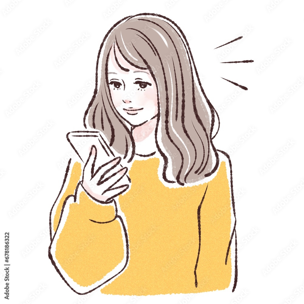 スマホ,スマホを持つ女性,スマートフォン,スマートフォンを持つ女性,スマホ依存,既読,既読無視,着信,着信拒否,非通知,連絡,遠距離恋愛,メール,LINE,sns,マッチング,マッチングアプリ,連絡,出会い,アプリ,スマホゲーム,スマホで写真を撮る,スクショ,女性・女の子のイラスト素材