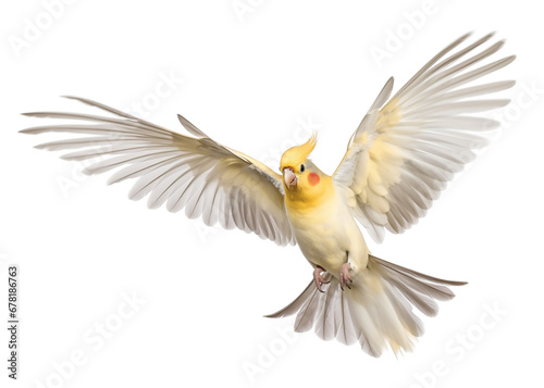 flying yellow quarrion, isolated background photo