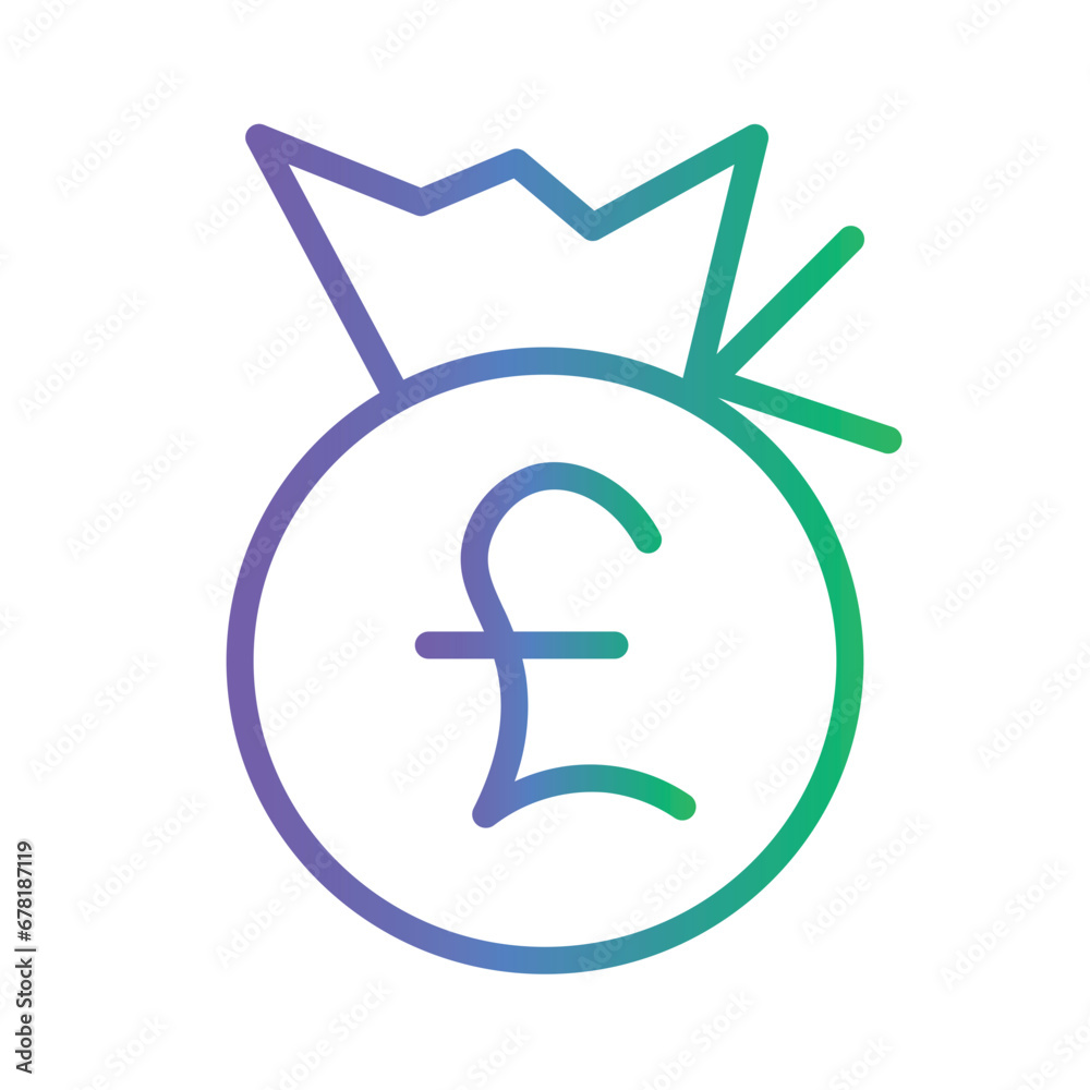 Money Pound Cash Gradient Outline Icon Money Pound Cash Gradient Outline Icon