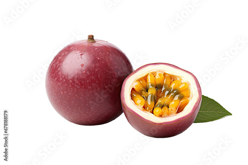 Tropical Elegance Passion Fruit on Transparent Background, PNG, Generative Ai