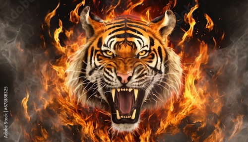 tiger in fire © Dorothy Art
