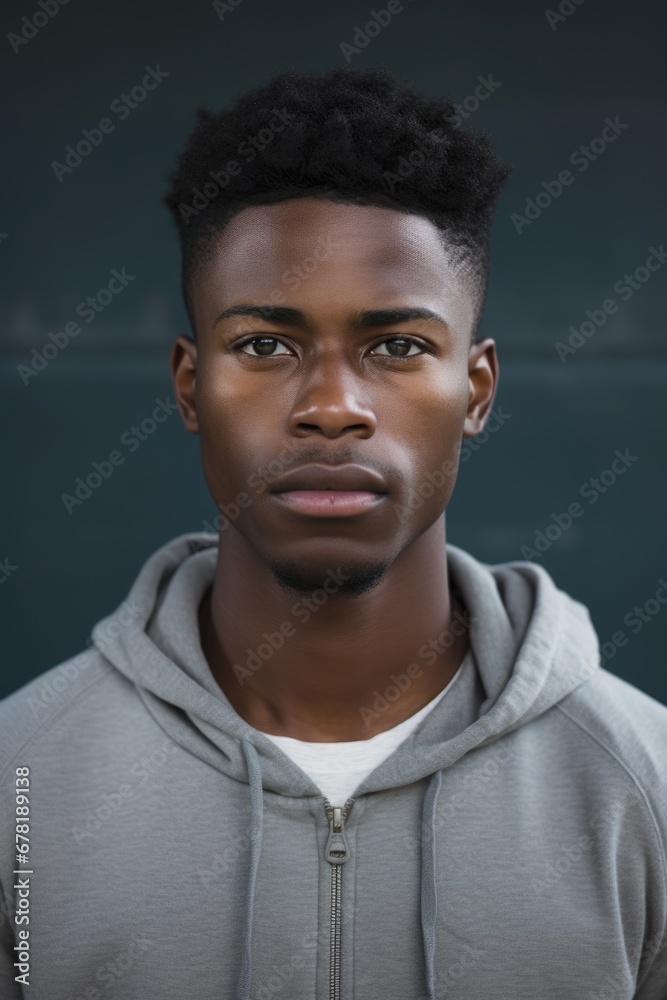 Obraz premium Portrait of black confident man with copy space. AI Generated